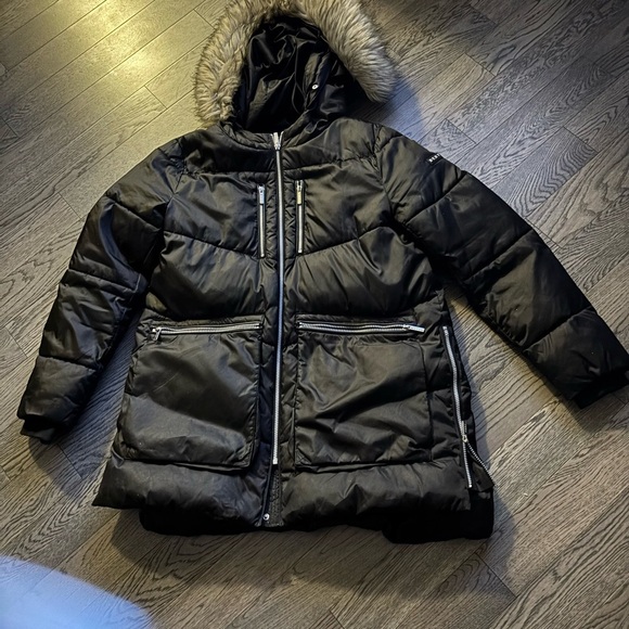 DKNY Black  women m’s TITA Parka Puffer Coat with Hood and Mid-Thigh Length - Picture 10 of 15